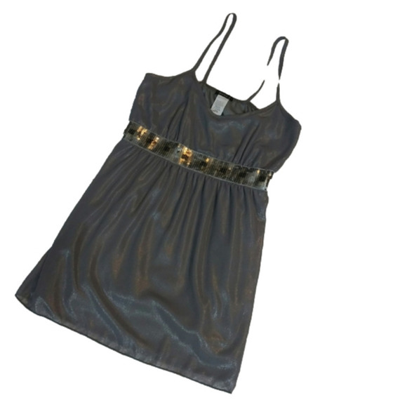 Bobby J Gray Metallic Embellished Spaghetti Strap Pullover  Camisole Top NWT - Picture 1 of 6